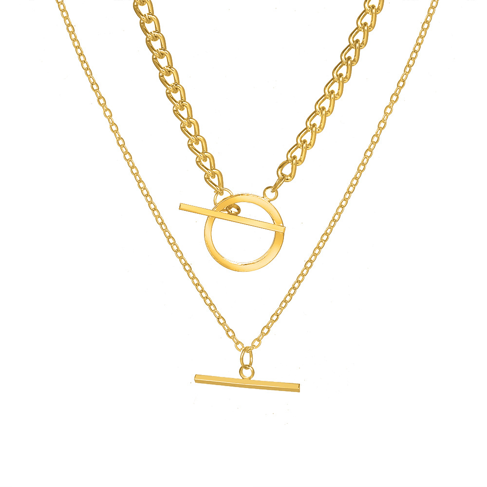 Double OT Chain Necklace | Heart Pendant Clavicle Chain