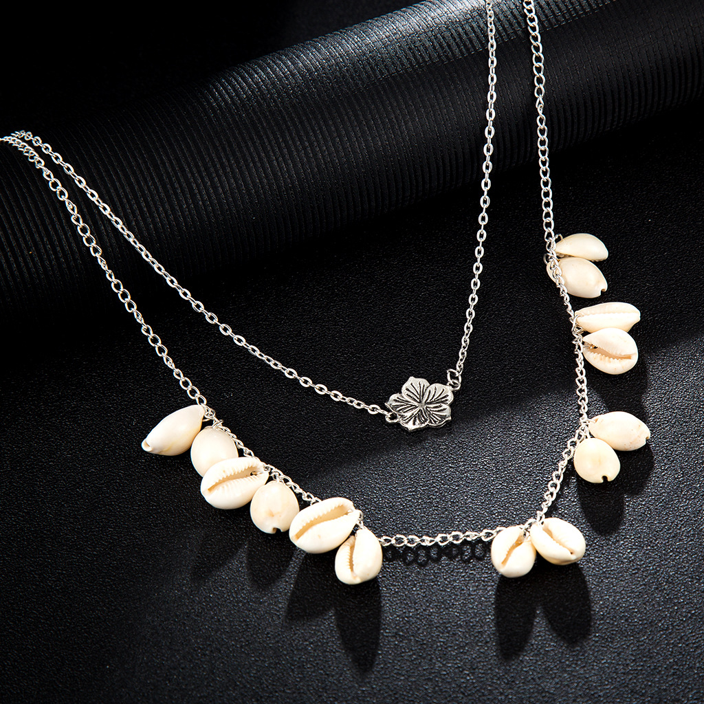 Exotic Alloy Shell Necklace | Floral Pendant Chain