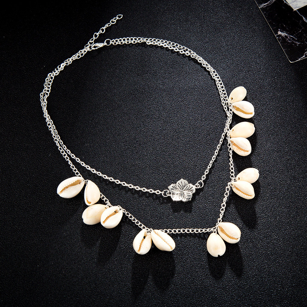 Exotic Alloy Shell Necklace | Floral Pendant Chain