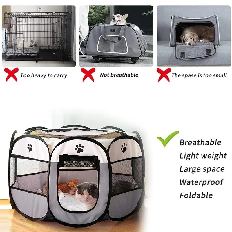Foldable Octagonal Pet Tent | Portable Puppy & Kitten Playpen 9 Foldable Octagonal Pet Tent | Portable Puppy & Kitten Playpen