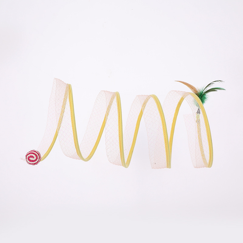 Foldable S-Type Cat Tunnel | Interactive Plush Mouse & Feather