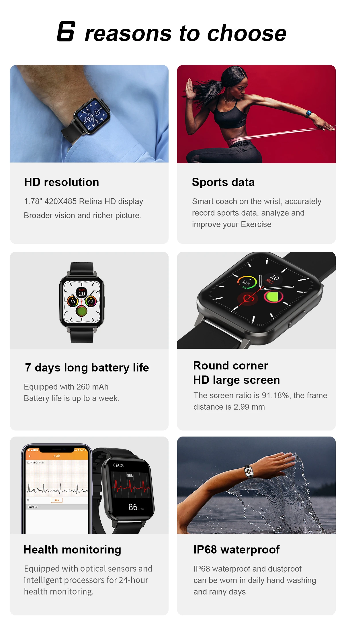 HD Display Smart Watch | Blood Pressure Monitor & IP68 10 HD Display Smart Watch | Blood Pressure Monitor & IP68