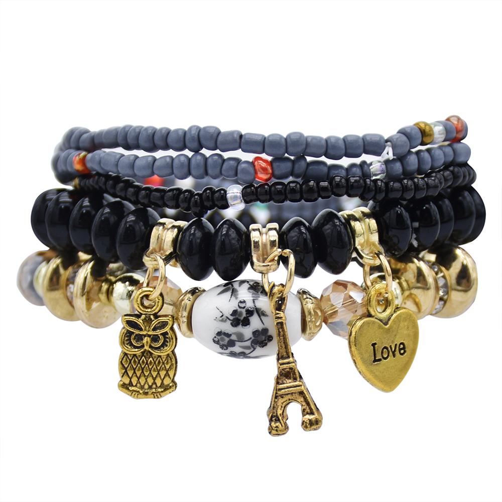 Hand-Beaded Glass Bracelet | Multi-Layer Rice Bead Design