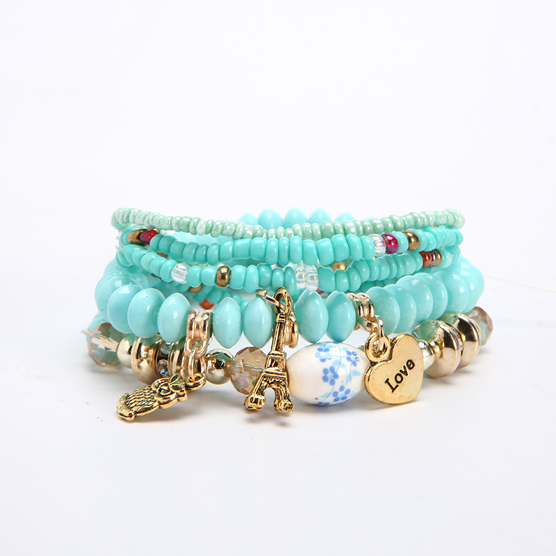 Hand-Beaded Glass Bracelet | Multi-Layer Rice Bead Design