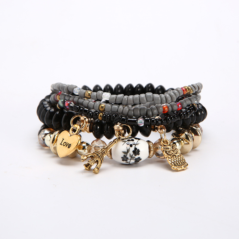 Hand-Beaded Glass Bracelet | Multi-Layer Rice Bead Design