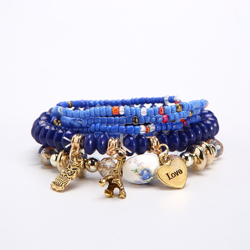 Hand-Beaded Glass Bracelet | Multi-Layer Rice Bead Design