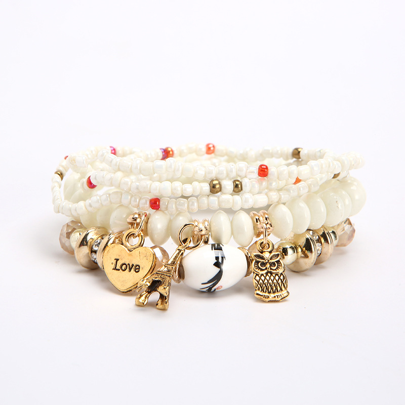 Hand-Beaded Glass Bracelet | Multi-Layer Rice Bead Design