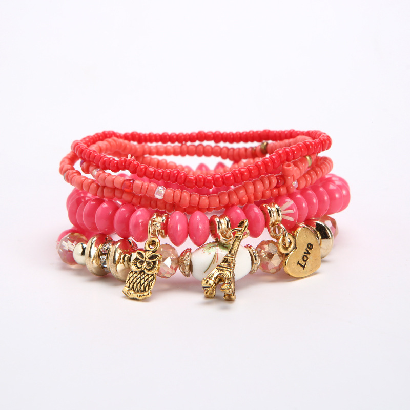 Hand-Beaded Glass Bracelet | Multi-Layer Rice Bead Design