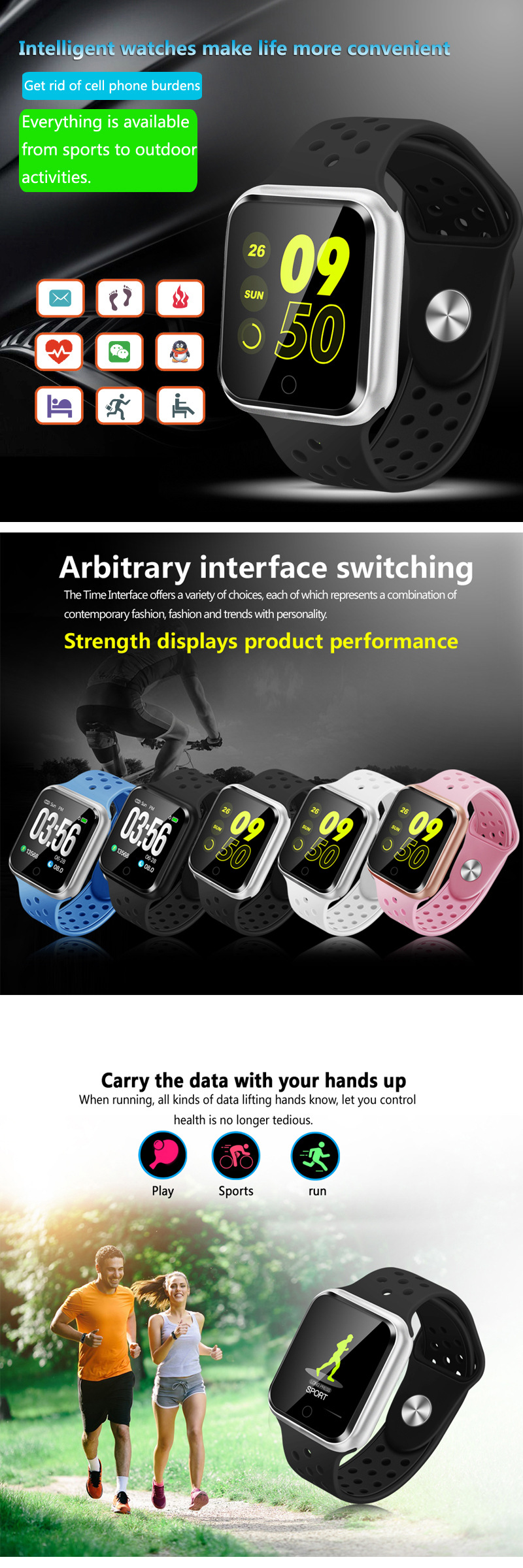 IP67 Waterproof Smart Watch | 1.3" Touch Screen & Blood Pressure
