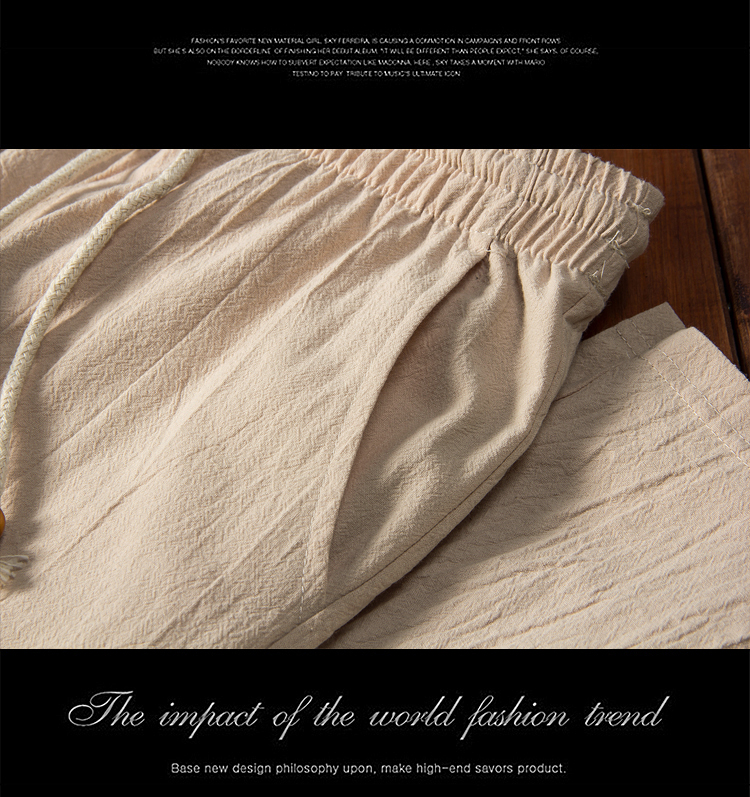 Men's Cotton-Linen Trousers Suit | V-Neck Chinese Style Co-ord