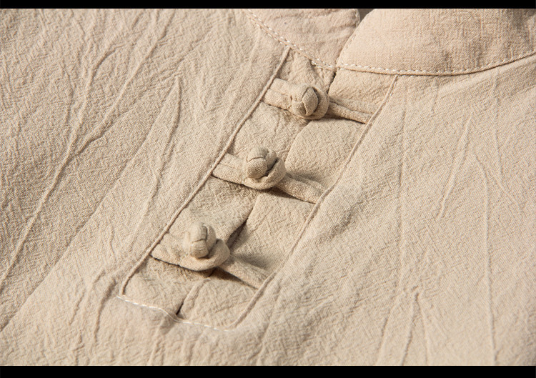 Men's Cotton-Linen Trousers Suit | V-Neck Chinese Style Co-ord