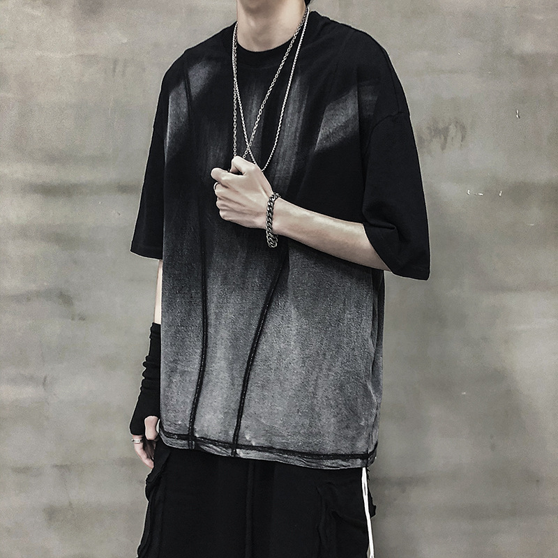 Men's Dark Washed Cotton T-Shirt | Non-Iron Short Sleeve