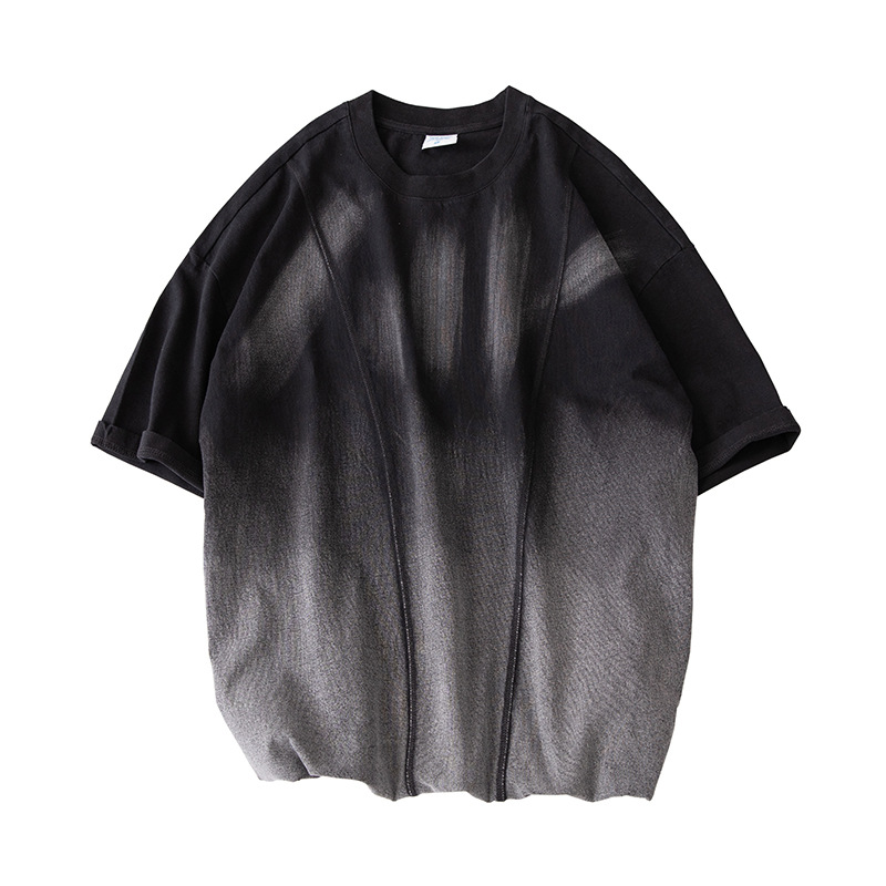 Men's Dark Washed Cotton T-Shirt | Non-Iron Short Sleeve