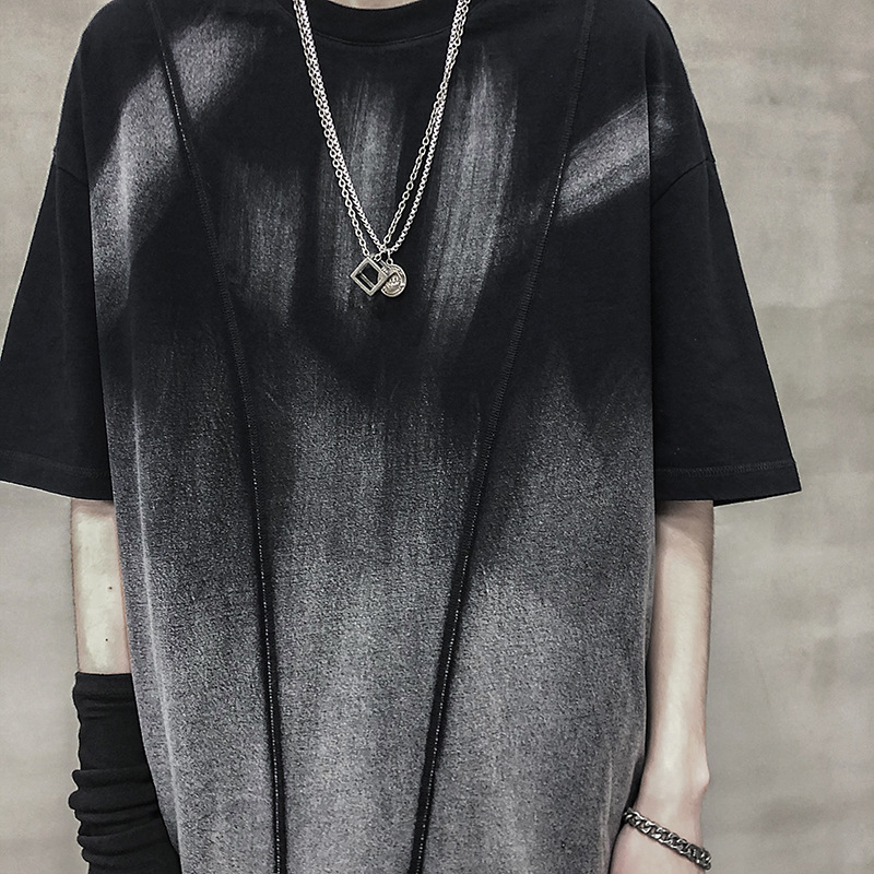 Men's Dark Washed Cotton T-Shirt | Non-Iron Short Sleeve