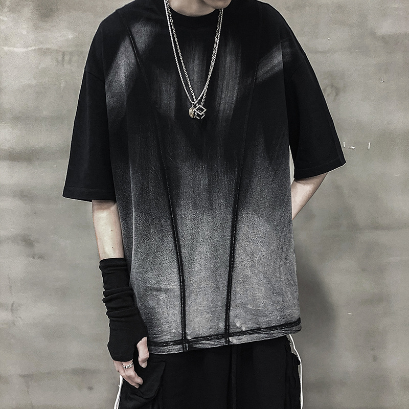 Men's Dark Washed Cotton T-Shirt | Non-Iron Short Sleeve