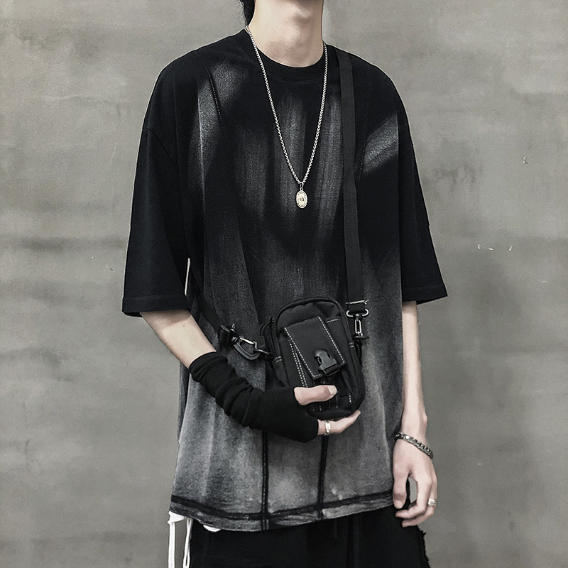 Men's Dark Washed Cotton T-Shirt | Non-Iron Short Sleeve