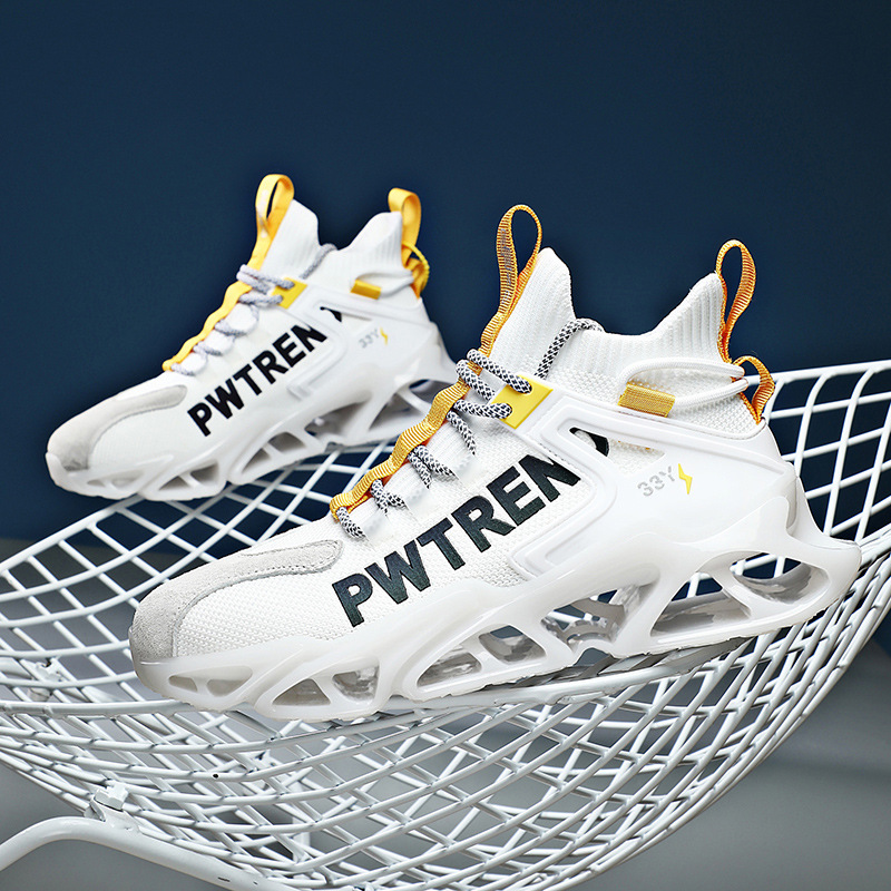 Men's Fly-Knit Sports Shoes | Suede Leather Accents