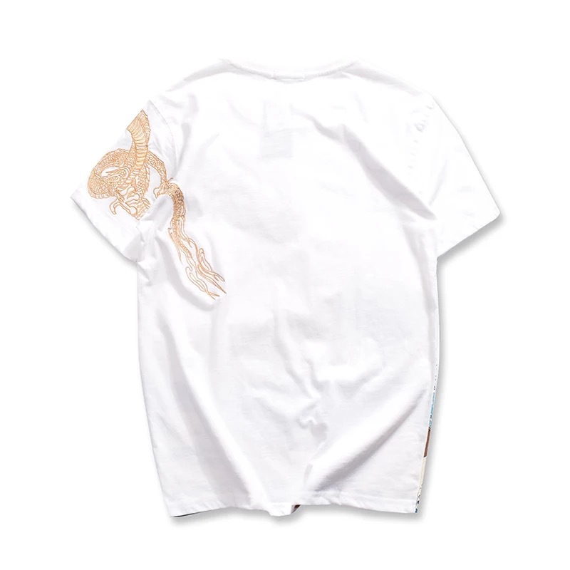 Men's Loose Embroidered T-Shirt | Chinese Style Cotton