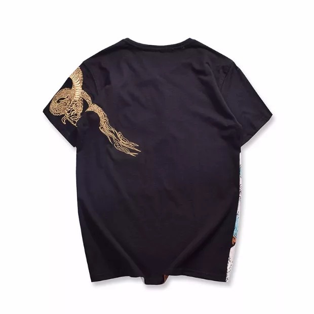 Men's Loose Embroidered T-Shirt | Chinese Style Cotton