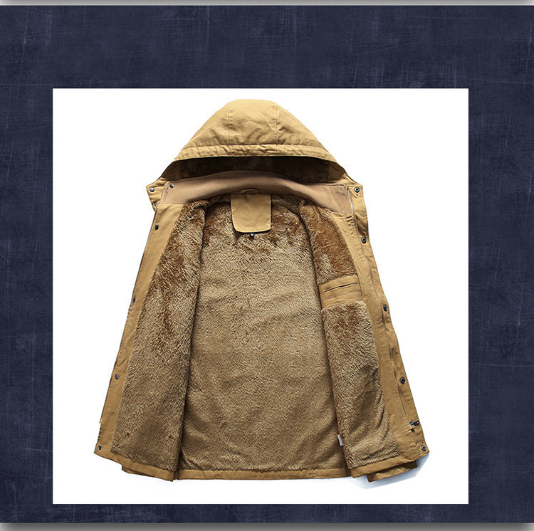 Men's Velvet Lined Winter Parka | Thick Cotton Hooded Coat