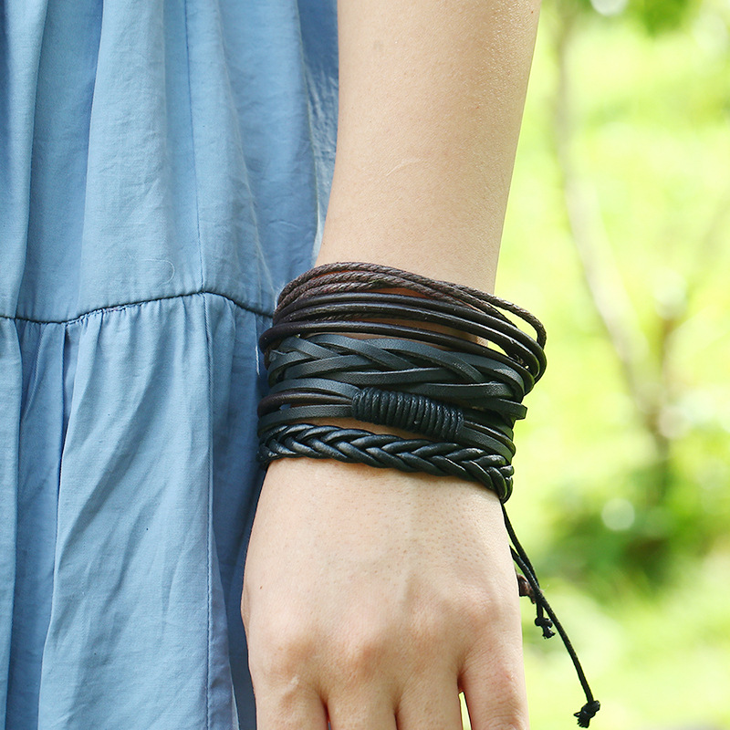Multi-Layer Braided Faux Leather Bracelet | Unisex Casual Cuff