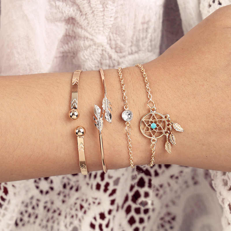 Multi-Layer Fashion Bracelet Set | Geometric Alloy Cuffs