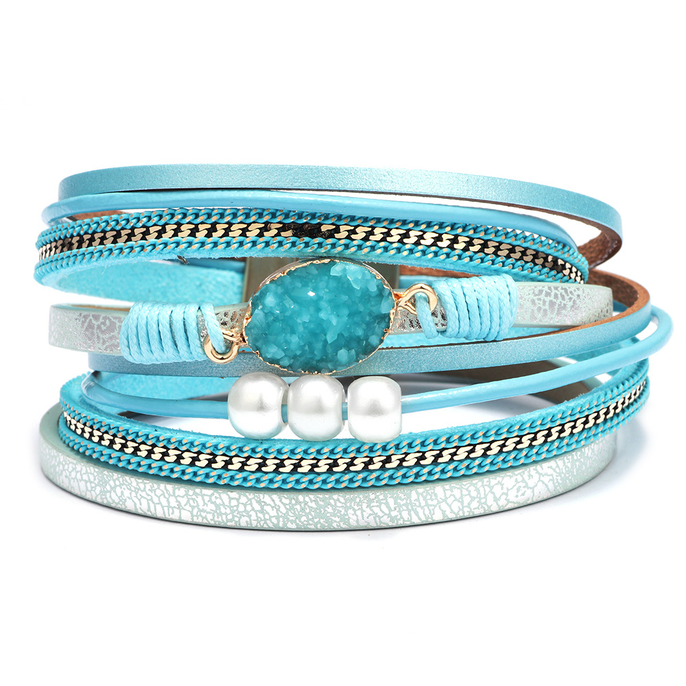 Multi-Layer Leather Wrap Bracelet | Magnetic Buckle Cuff 7 Multi-Layer Leather Wrap Bracelet | Magnetic Buckle Cuff