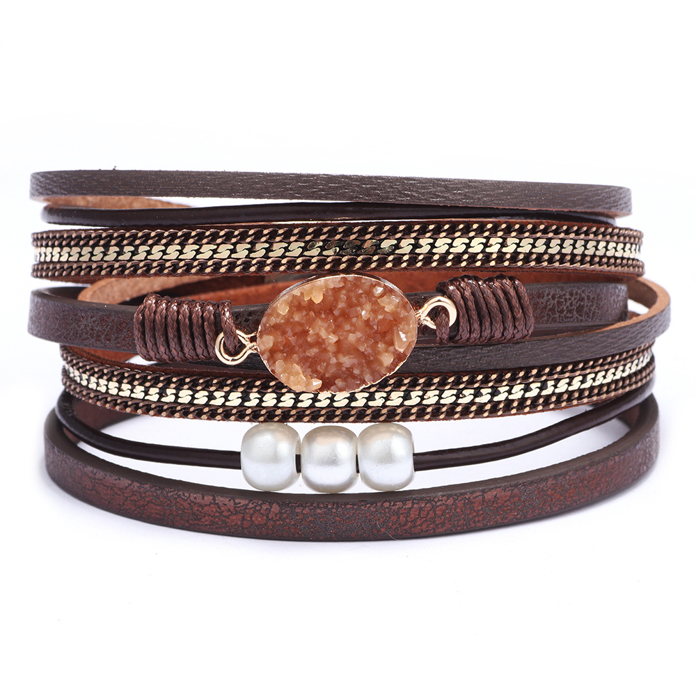 Multi-Layer Leather Wrap Bracelet | Magnetic Buckle Cuff 10 Multi-Layer Leather Wrap Bracelet | Magnetic Buckle Cuff
