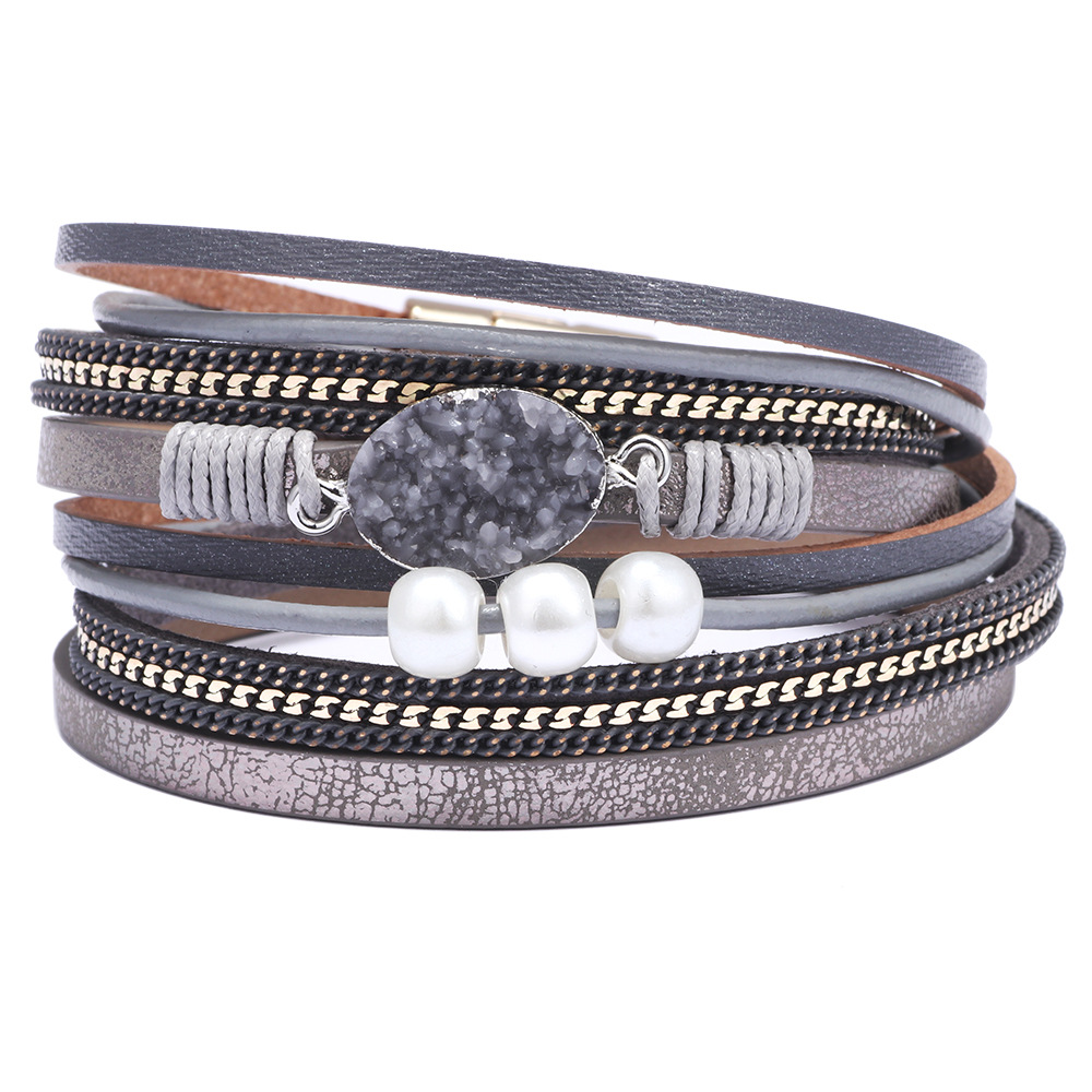 Multi-Layer Leather Wrap Bracelet | Magnetic Buckle Cuff 11 Multi-Layer Leather Wrap Bracelet | Magnetic Buckle Cuff
