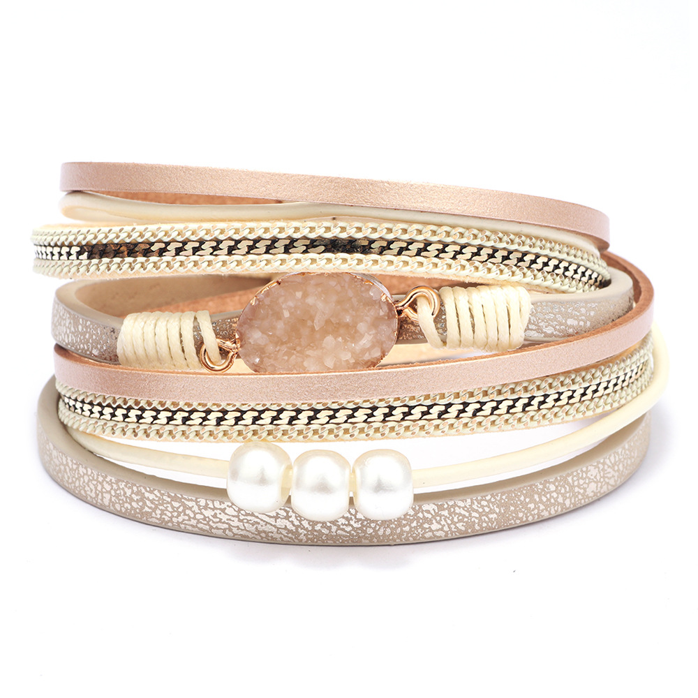 Multi-Layer Leather Wrap Bracelet | Magnetic Buckle Cuff 12 Multi-Layer Leather Wrap Bracelet | Magnetic Buckle Cuff