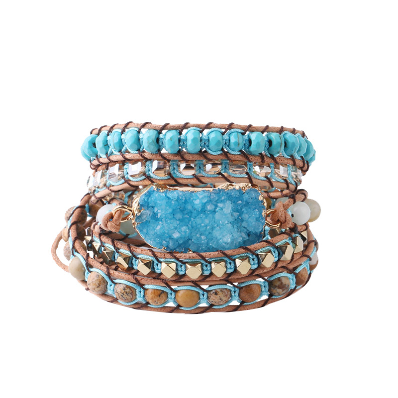 Multi-Layer Winding Leather Bracelet | Natural Crystal Stone