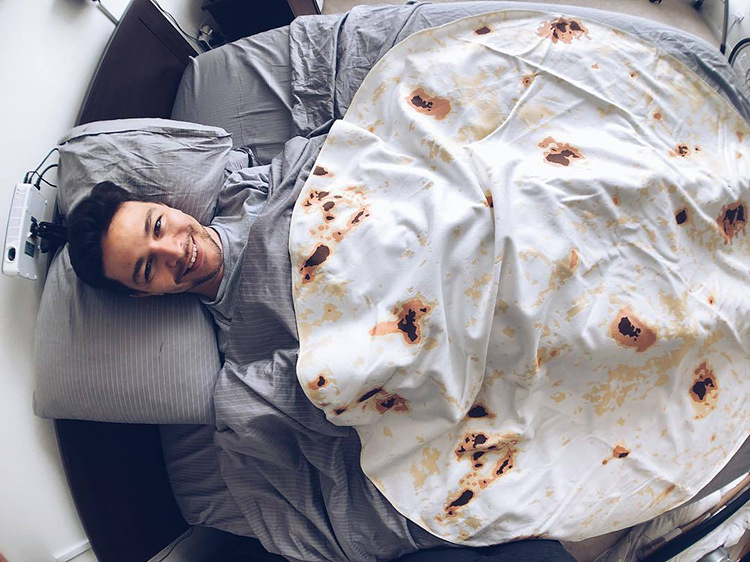 Novelty Food Wrap Blanket | Flannel Burrito & Donut Throw