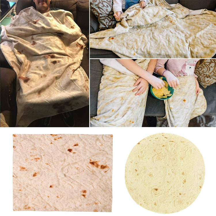Novelty Food Wrap Blanket | Flannel Burrito & Donut Throw