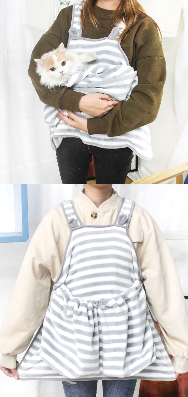 Pet Cuddle Apron | Coral Fleece Cat & Dog Carrier