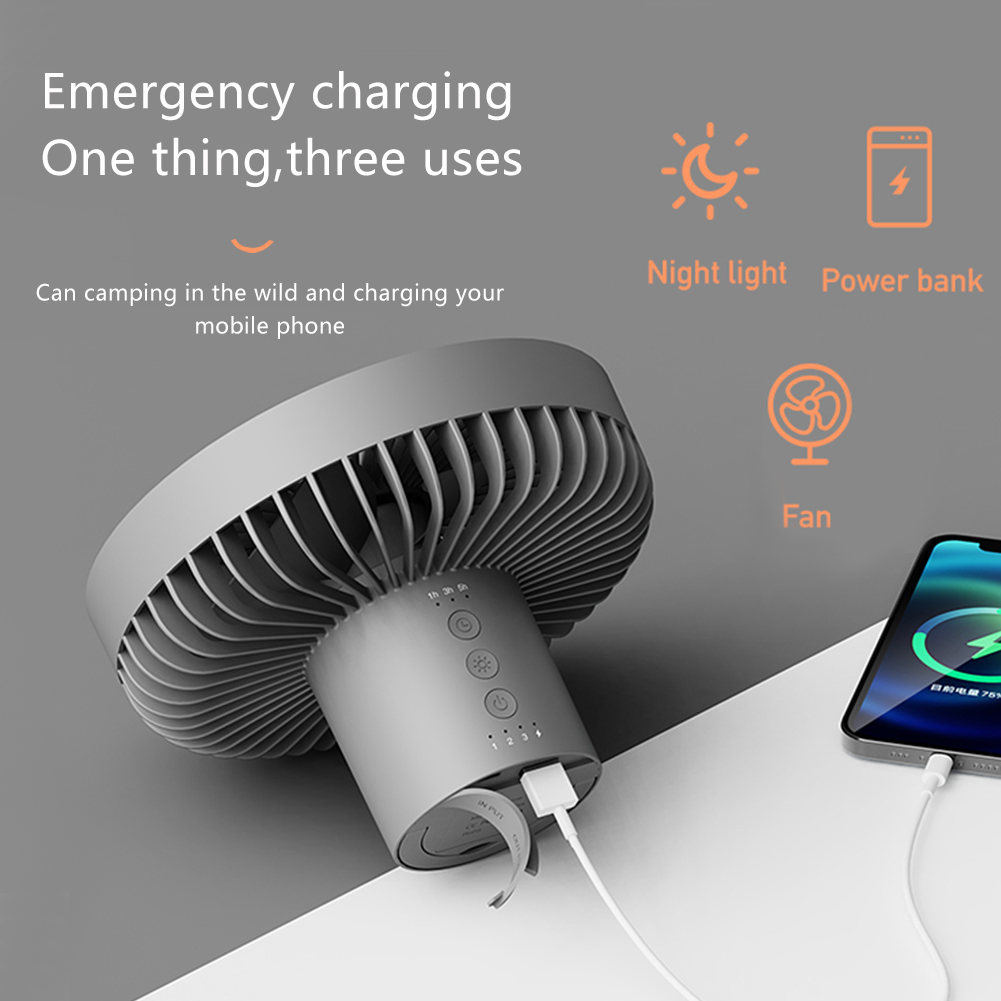 Portable Camping Fan | USB Rechargeable with LED Lantern