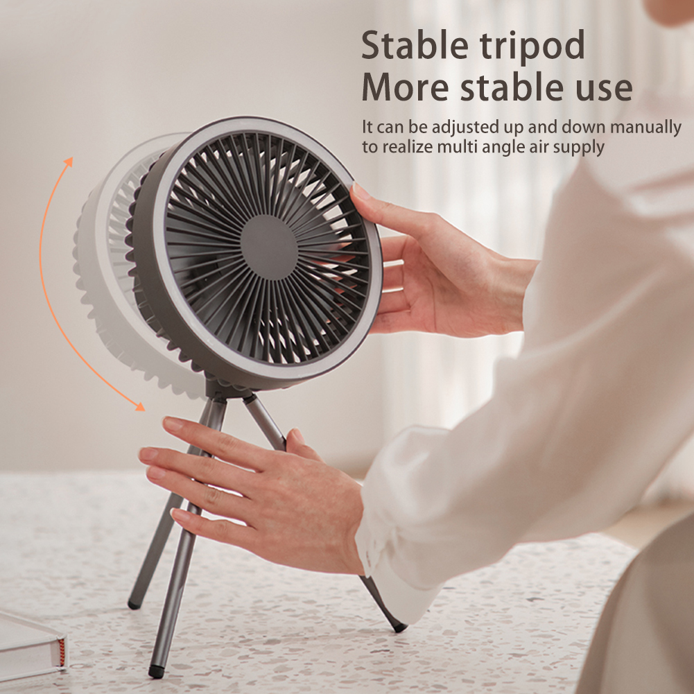 Portable Camping Fan | USB Rechargeable with LED Lantern