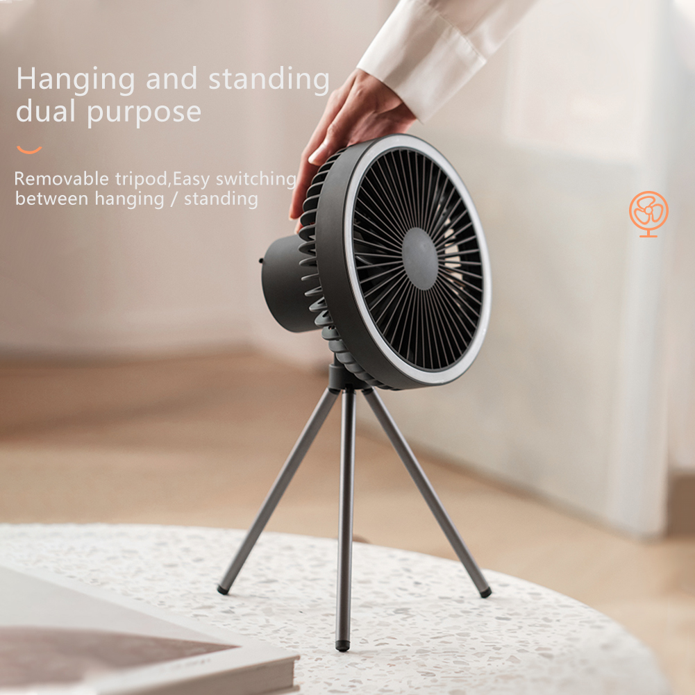 Portable Camping Fan | USB Rechargeable with LED Lantern