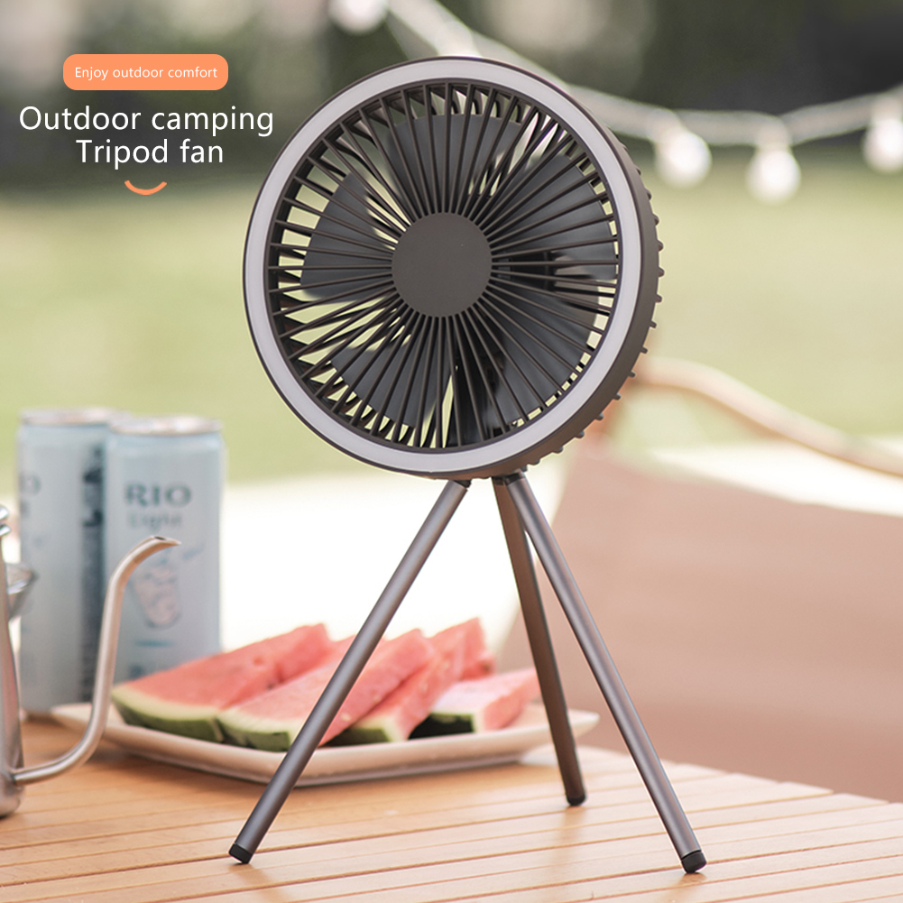 Portable Camping Fan | USB Rechargeable with LED Lantern