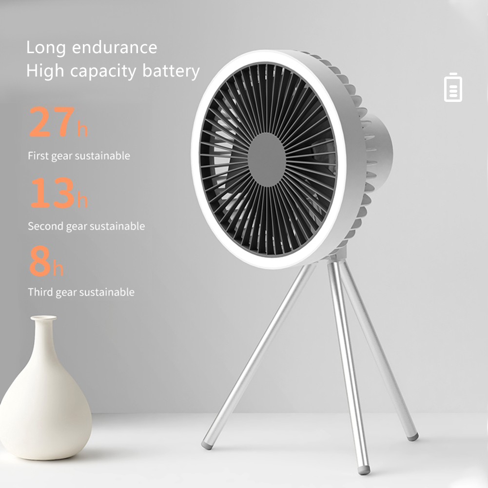 Portable Camping Fan | USB Rechargeable with LED Lantern