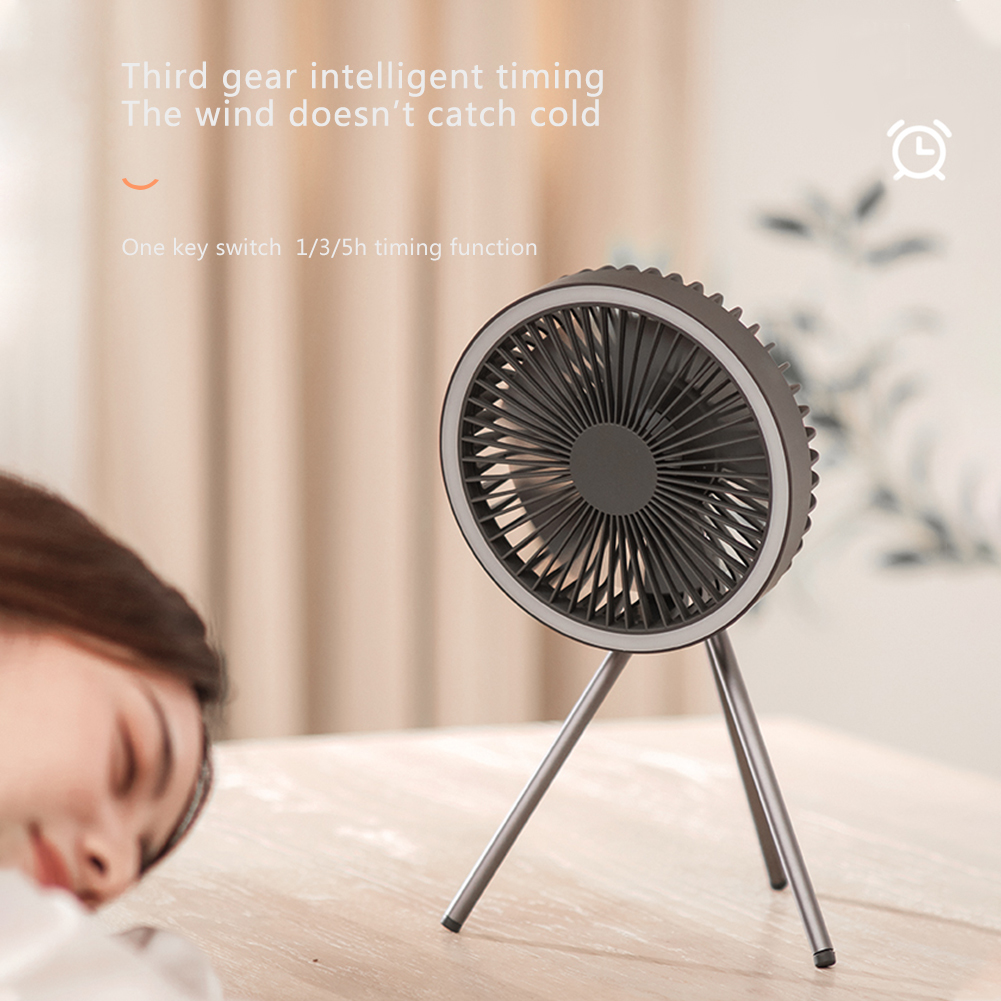 Portable Camping Fan | USB Rechargeable with LED Lantern