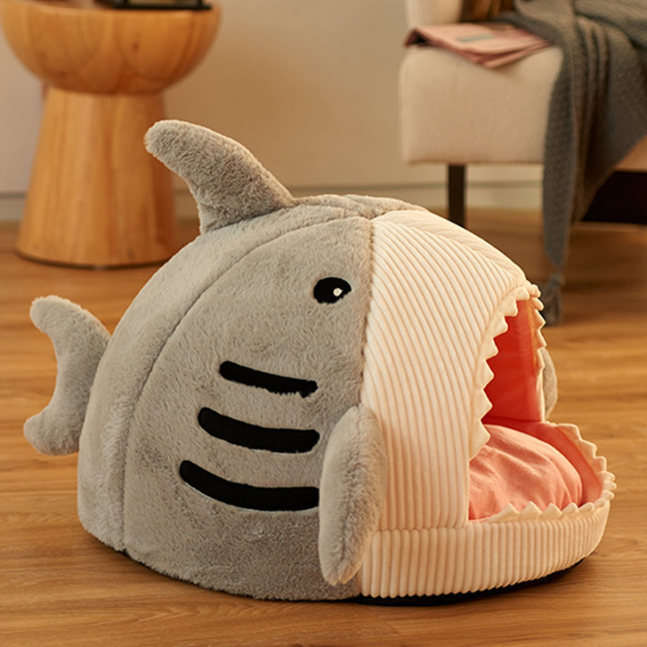 Shark Shaped Enclosed Cat Bed | Thermal Winter Pet Nest