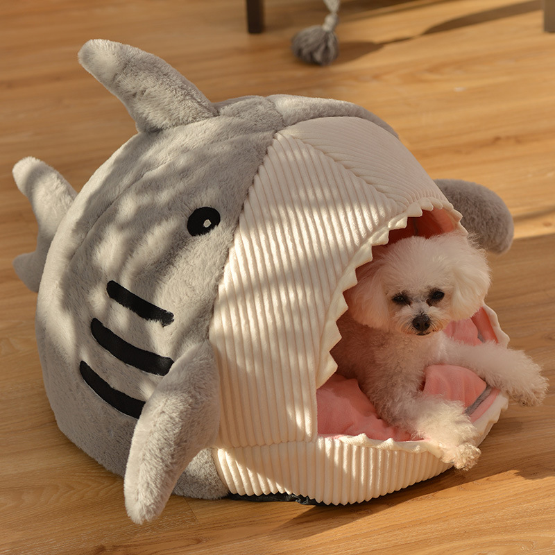 Shark Shaped Enclosed Cat Bed | Thermal Winter Pet Nest