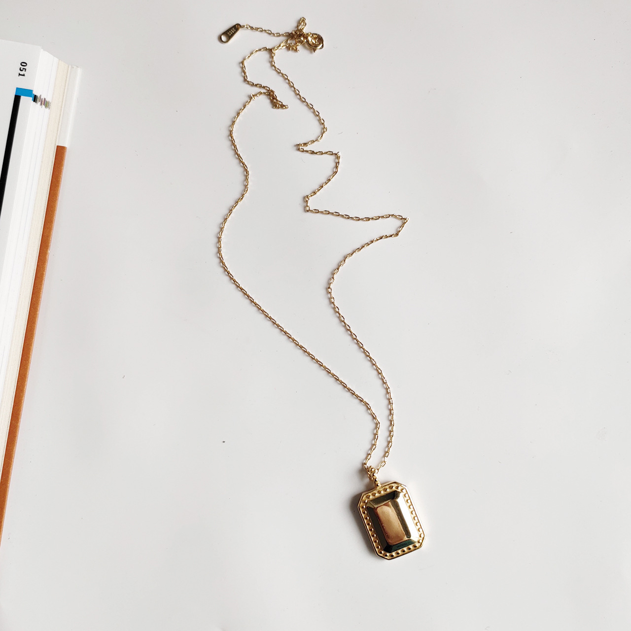 Silver Mirror Design Necklace | Geometric Clavicle Chain