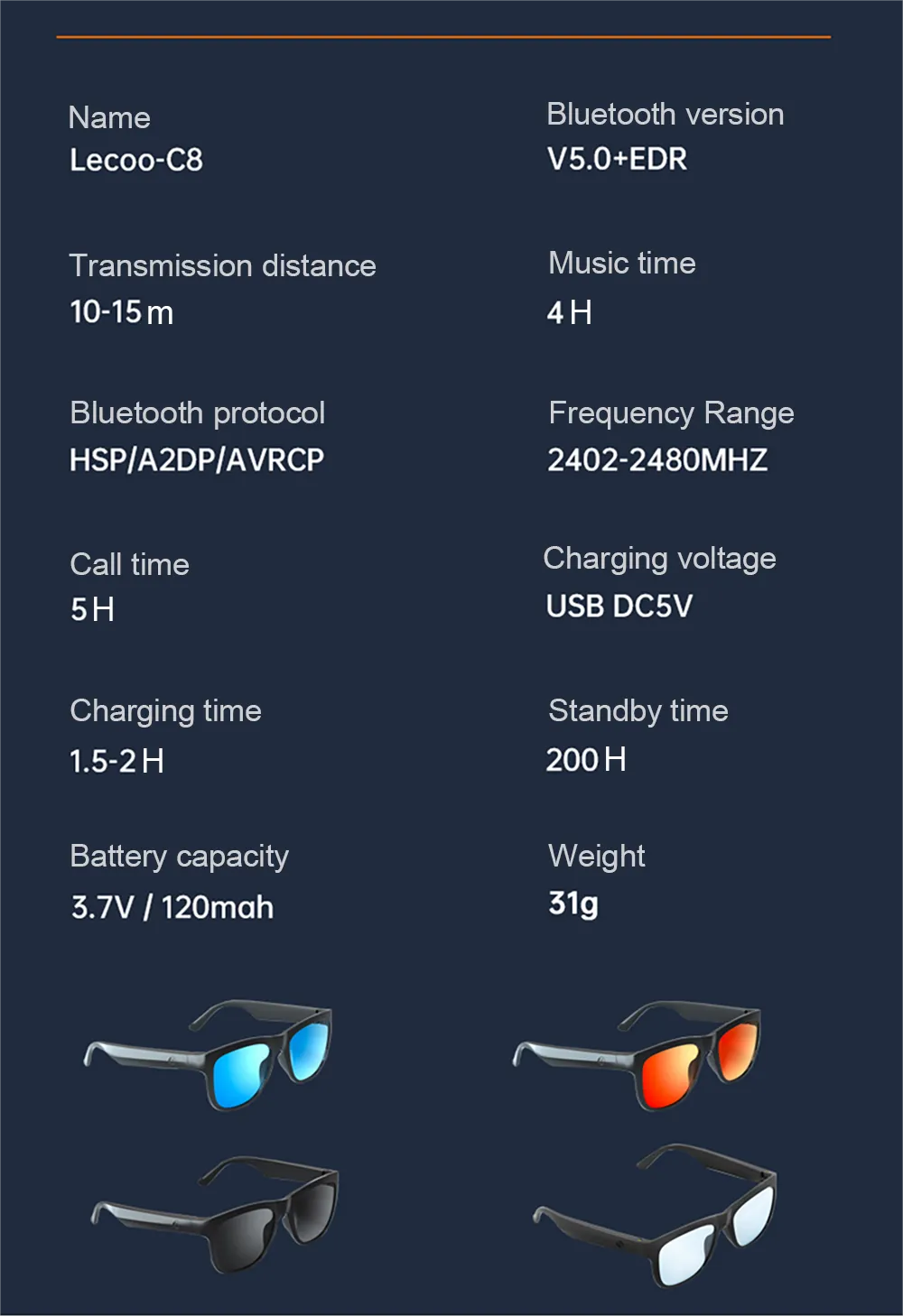 Smart Bluetooth Audio Glasses | Anti-Blue Light Headset