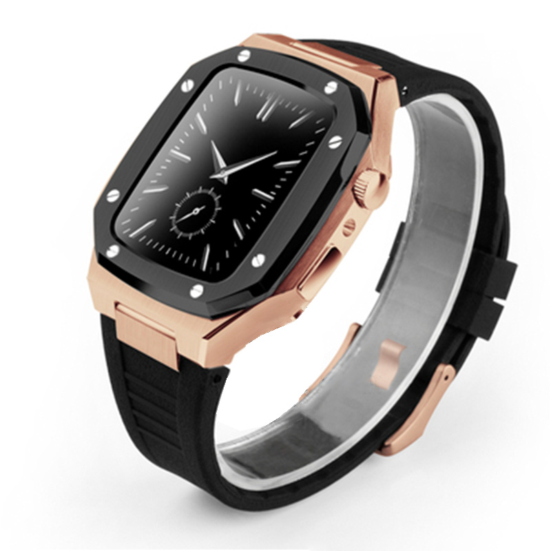 Stainless Steel Smart Watch Case | Plated Rubber Strap Mod Kit