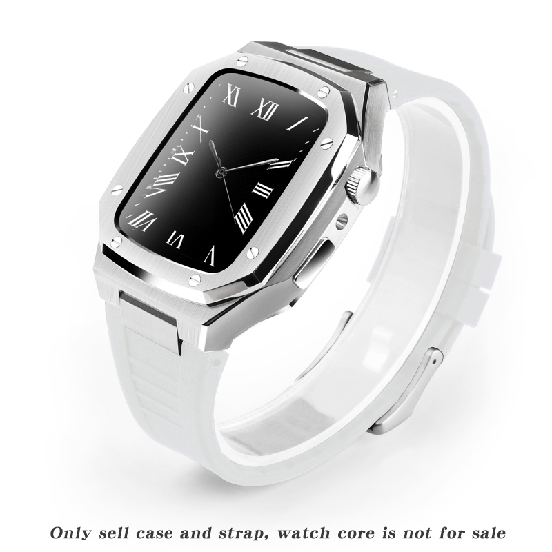 Stainless Steel Smart Watch Case | Plated Rubber Strap Mod Kit