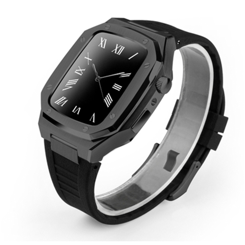 Stainless Steel Smart Watch Case | Plated Rubber Strap Mod Kit