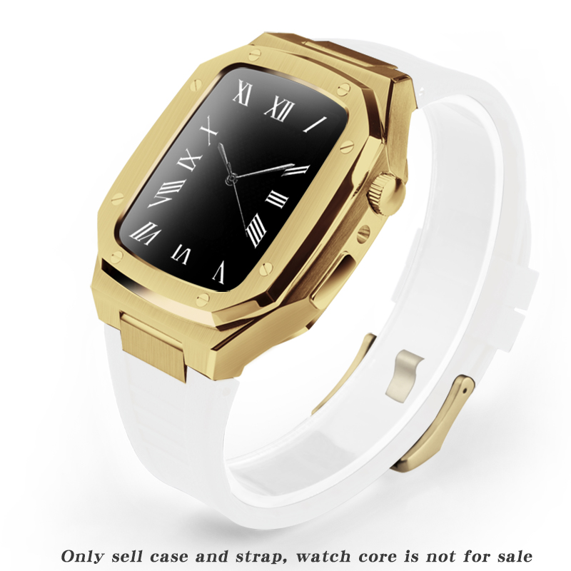 Stainless Steel Smart Watch Case | Plated Rubber Strap Mod Kit