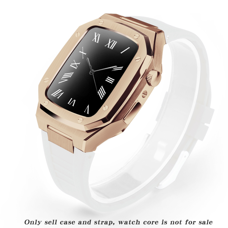 Stainless Steel Smart Watch Case | Plated Rubber Strap Mod Kit