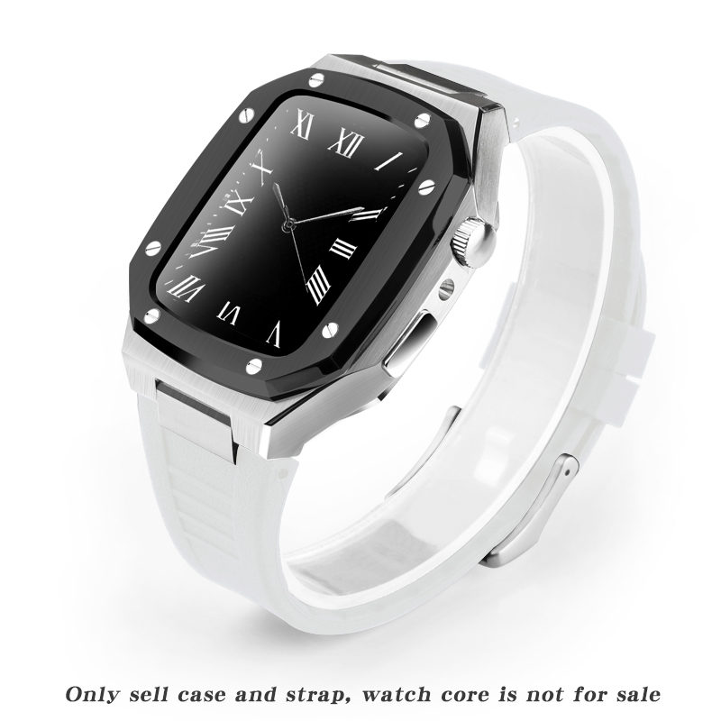 Stainless Steel Smart Watch Case | Plated Rubber Strap Mod Kit